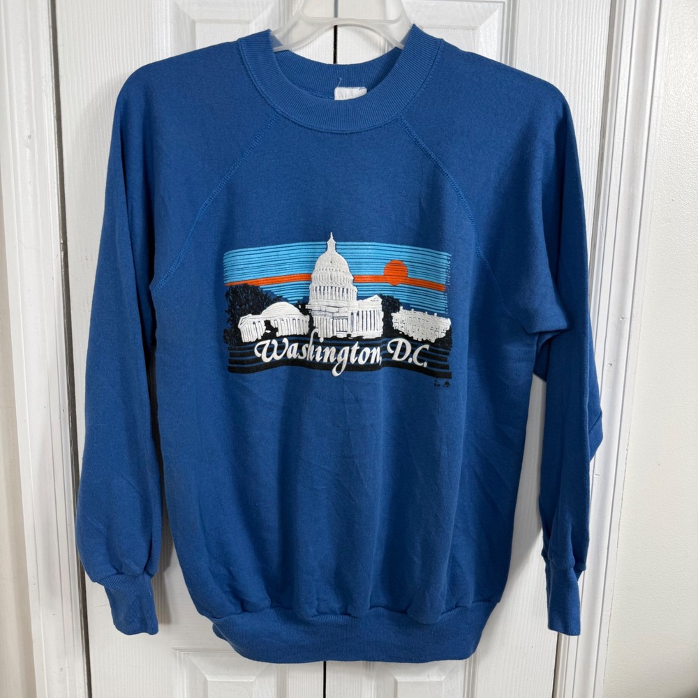 Vintage 80s Washington DC Sweatshirt XL Parrill USA Capitol White House Raglan